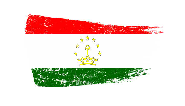 tajikistan flag designed in brush strokes and grunge texture - tajik flag imagens e fotografias de stock
