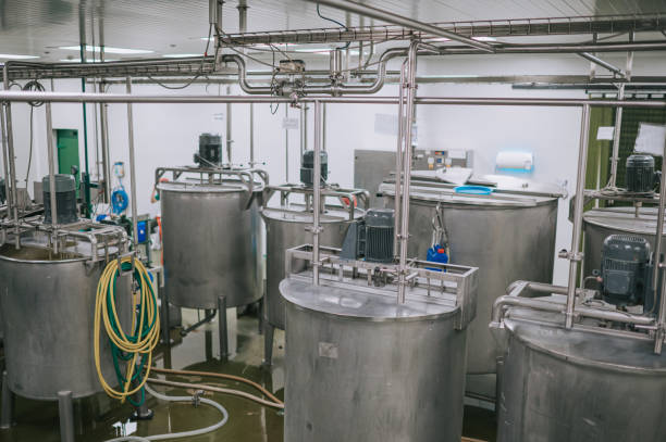 istock Factory interior storage tank section Filtering Machine and Tanks 1490313211