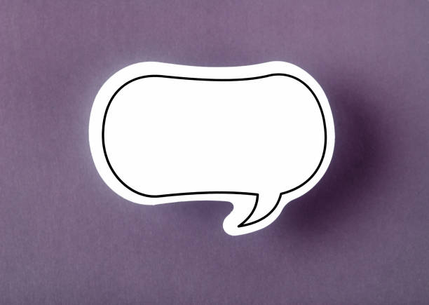 Speech bubble with copy space communication talking speaking concepts on purple background.