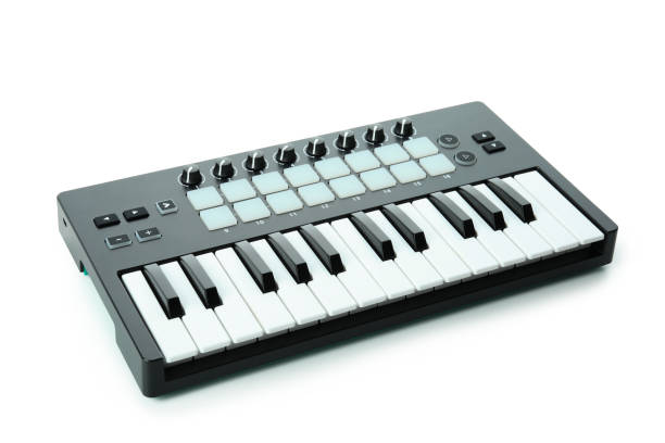 istock Midi keyboard digital instrument isolated on white background 1490323136