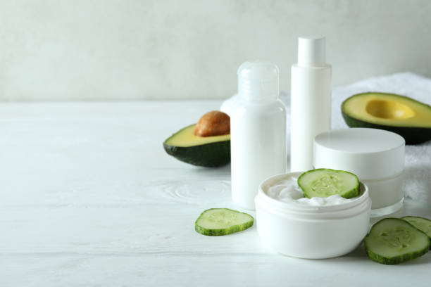 istock Natural spa cosmetics on white wooden table 1490325765
