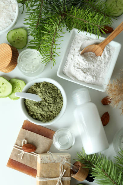 istock Natural spa cosmetics on white background, top view 1490325868