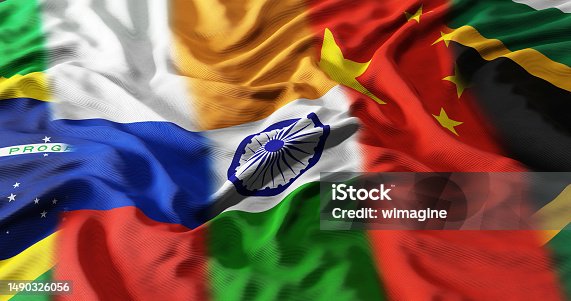 istock BRICS - Brazil, Rusia, India, China, and South Africa flag illustration 1490326056