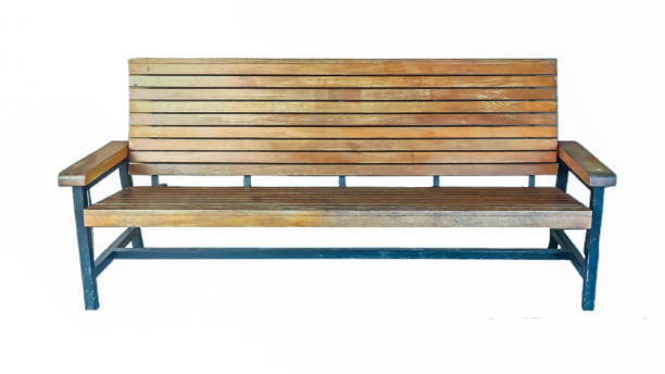 istock Isolated wooden bench on white background. 1490330226