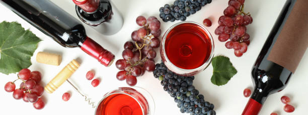 istock Concept of red wine tasting on white background 1490336238