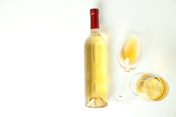istock Bottle and glasses of wine on white background 1490337775