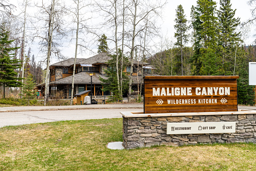 Alberta, Canada - May 11 2021 : Maligne Canyon Wilderness Kitchen. Jasper National Park.