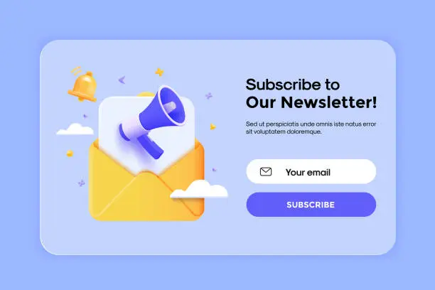 Vector illustration of Modern 3d illustration of Newsletter banner