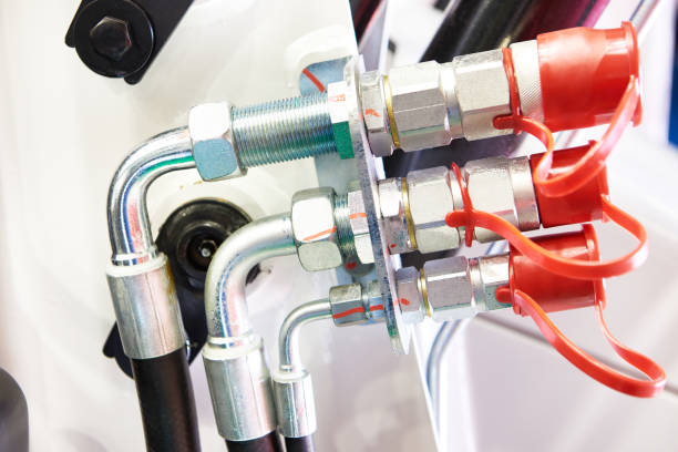 istock Hoses of hydraulic machine 1490340255