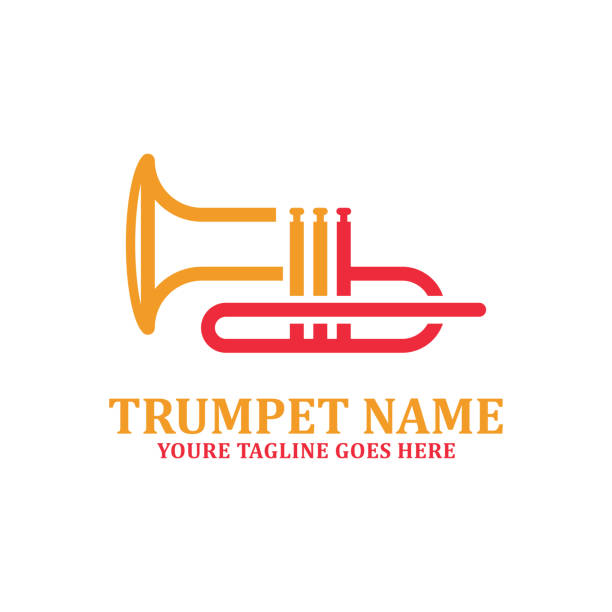 ジャズ音楽のロゴデザイン用の楽器のシンプルなアイコントランペット - trumpet musical instrument jazz brass instrument点のイラスト素材／クリップアート素材／マンガ素材／アイコン素材