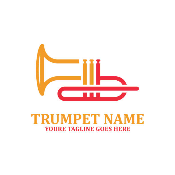 instrument muzyczny prosta ikona trąbka do projektowania logo muzyki jazzowej - brass instrument stock illustrations