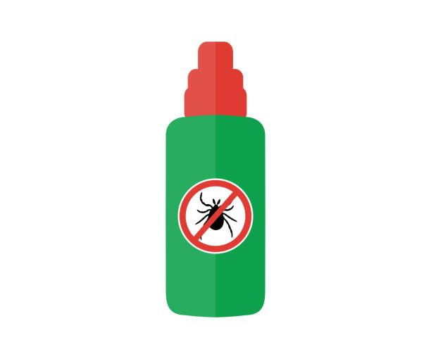 istock Mite spray. Spraying insect repellent. Protection against mosquito bite. Control insect, prevent epidemic vector design and illustration. 1490348327