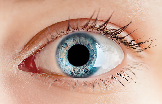 The human blue eye is healthy. Eye diseases
