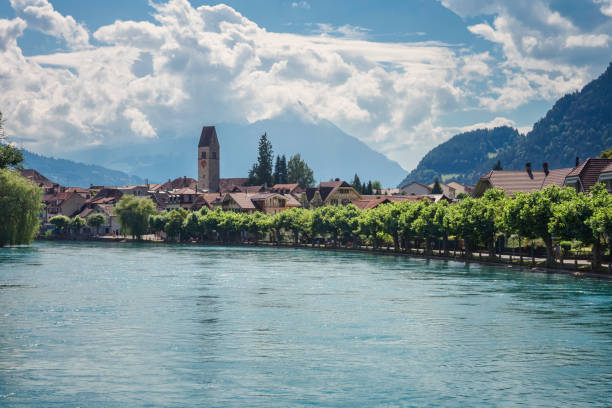 The embankment of Interlaken - Switzerland stock photo