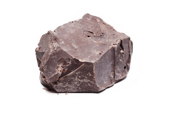 istock Large piece dark chocolate isolated on white 1490351338
