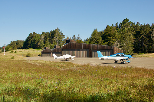 Rural airstrip and small propeller plane