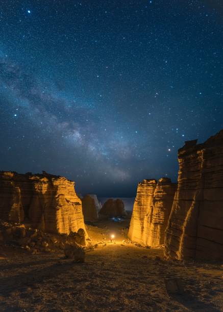 istock the milky shines above eroded cliffs on a starry night 1490358482