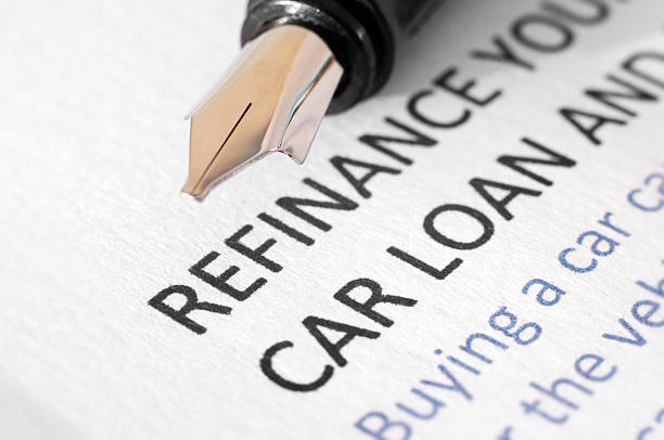 Car loan refinancing document stock photo