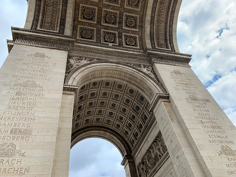 The Arc de Triomphe de l'Étoile, often simply called the Arc de Triomphe, is a monument located in Paris, at a high point at the junction of the territories of the 8th, 16th and 17th arrondissements, in particular at the top of the avenue the Champs-Élysées and the avenue de la Grande-Armée