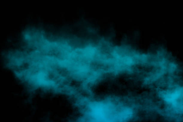 istock Abstract blue smoke moves on black background. Swirling smoke. 1490366442