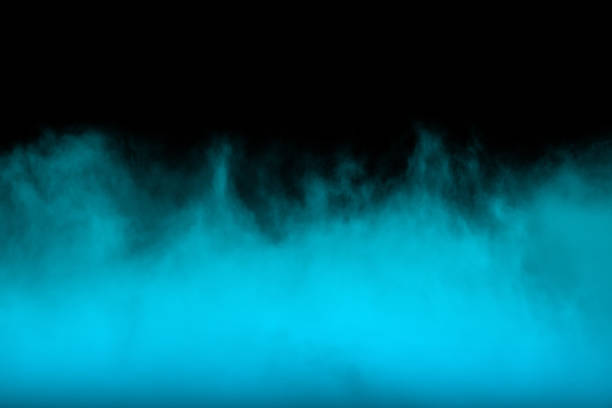 istock Abstract blue smoke moves on black background. Swirling smoke. 1490366461