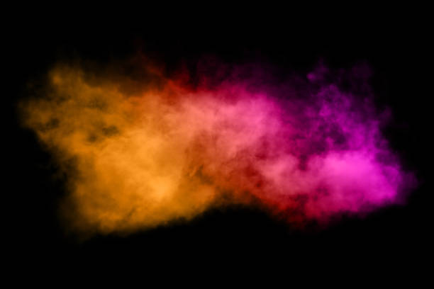 istock Abstract background with bright smoke illuminated by multicolored neon light. Unusual colorful fume. Magic steam on a black background. Smoke fantasy pattern. 1490366530