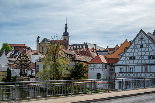 Historic old town with bridge and half-timbered houses in Bamberg, Germany