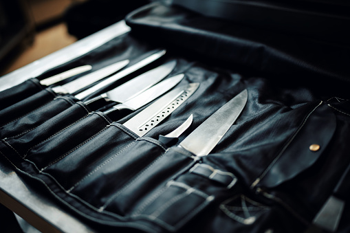 Kitchen knives in bag