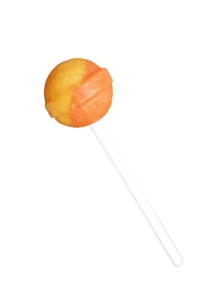 Orange and Lemon Lollipop Candy Isolated on White Background