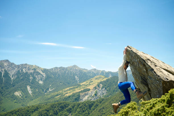 The tired traveler in the mountains of Kazakhstan