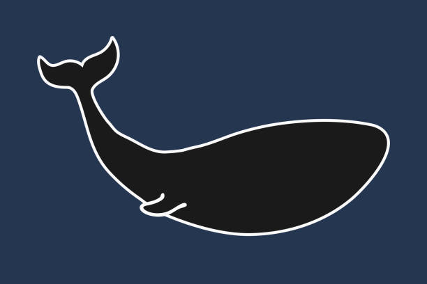 istock A whale silhouette on blue background. Ocean and sea life theme. Vector illustration 1490379580