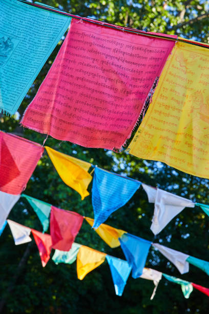 istock Endless rows of colorful prayer flags for Tibetan Mongolian Buddhist 1490382729