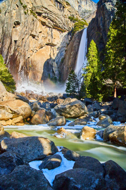 istock Frosty rivers from Lower Yosemite Falls in National Park 1490384833