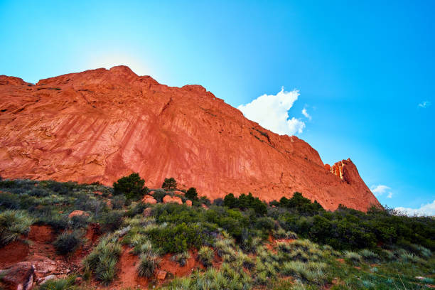 Image of Giant red rock mountains in desert landscape