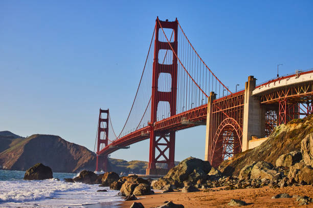 istock Golden Gate Bridge from beach at sunset 1490385904