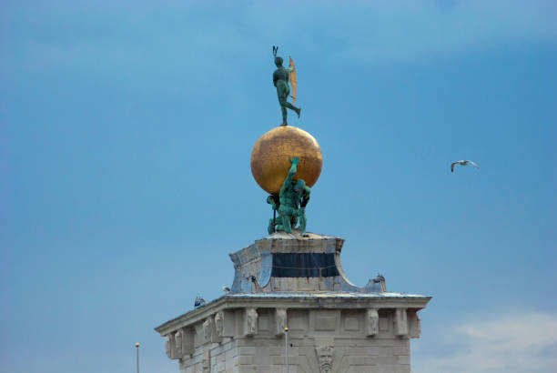 Saint Theodor statue on a column on the Piazza San Marco of Venice in Italy - Colonne di San Teodoro