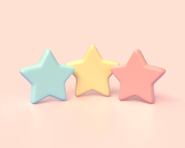 istock 3d stars icons on isolated pink background. 3d render illustration 1490390002