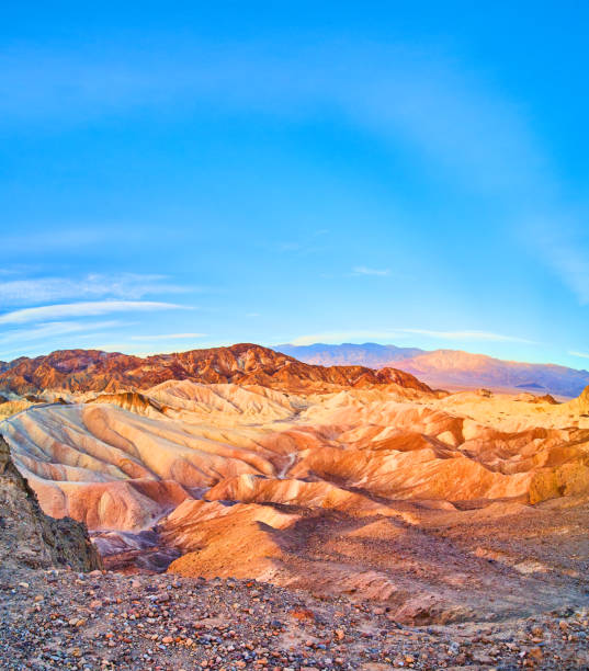 Image of Iconic Zabriskie Point in Death Valley with vibrant colors