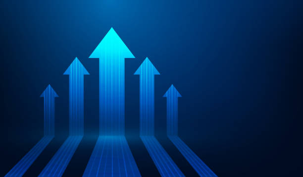 istock business investment arrow direction up achievement technology.financial data graph strategy.market chart profit money. vector illustration hi-tech. 1490390359