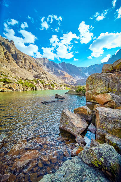 Free Stock Photo of Majestic Mountain Lake Surrounded by Rocks ...