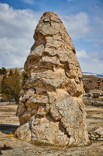 Image of Large pillar of rock shaped like bullet at Yellowstone known as Liberty Cap