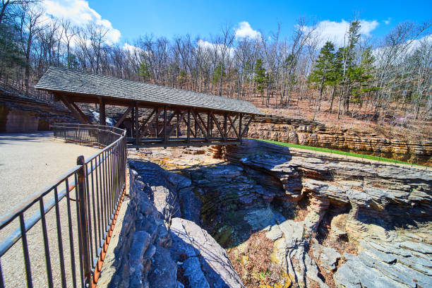 istock Large walking bridge over dry spring canyon 1490395157