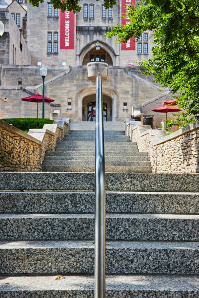 istock Limestone steps lead to campus bookstore in Bloomington Indiana 1490395641