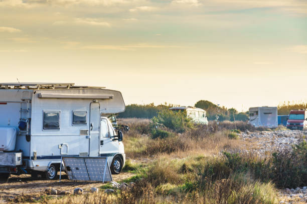 istock Caravans camping on seacoast 1490402073