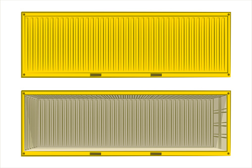 Shipping Container Side Yellow Yellow Open And Closed Metal Cargo Container Stock Illustration ...