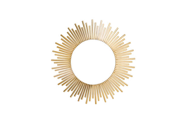istock Round shape frame made with golden tubes, sun symbol element 1490413532