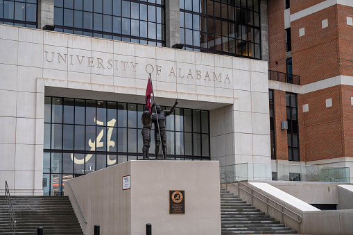 Tuscaloosa, AL - December 2020: Bryant-Denny Stadium on the campus of The University of Alabama on an overcast day.