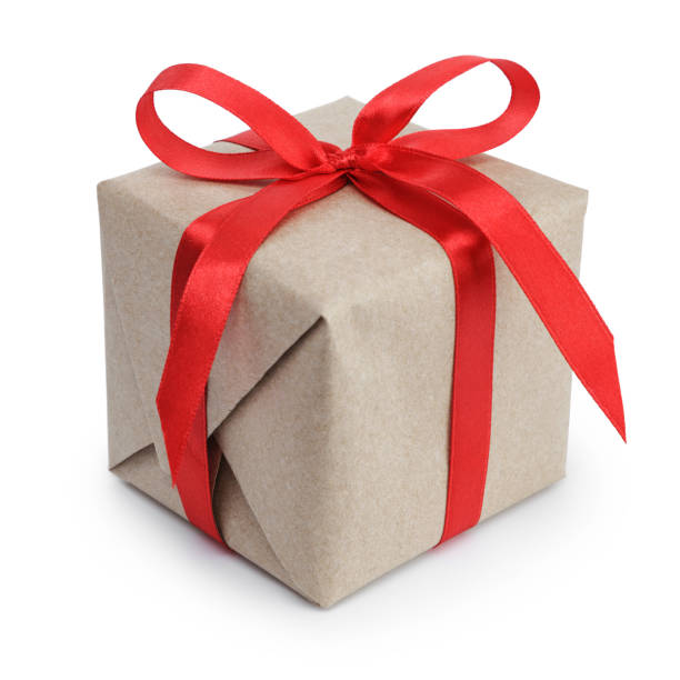 istock small gift box wraped in recycled paper with ribbon bow 1490416440