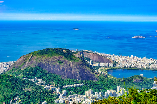 Landscape view from Corcovado in the Tijuca Forest national park in Rio de Janeiro