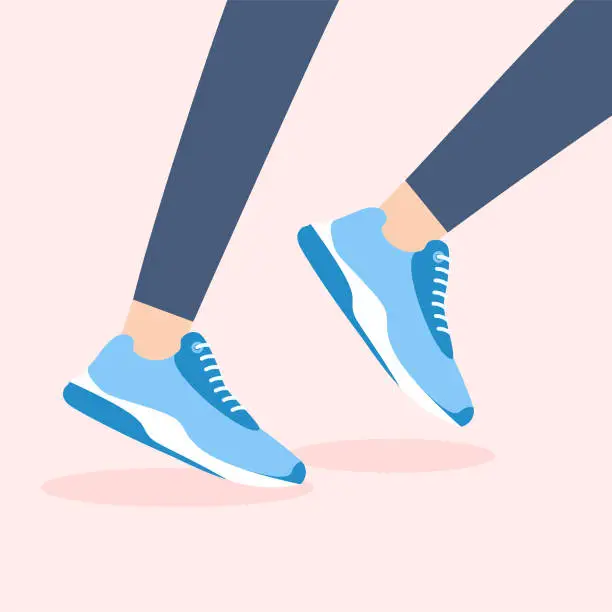 Vector illustration of Running legs in a sport sneakers.